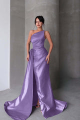 Strapless Mermaid Long Prom Dress with Split Pleated