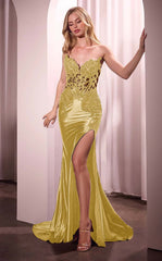 Strapless Mermaid Long Prom Dress with Split and Appliques