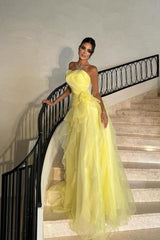 Strapless Sweetheart Long Prom Dress with Pleated Details