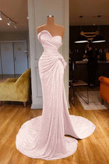 Strapless Sweetheart Mermaid Long Prom Dress with Sequins