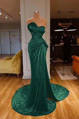 Strapless Sweetheart Mermaid Long Prom Dress with Sequins