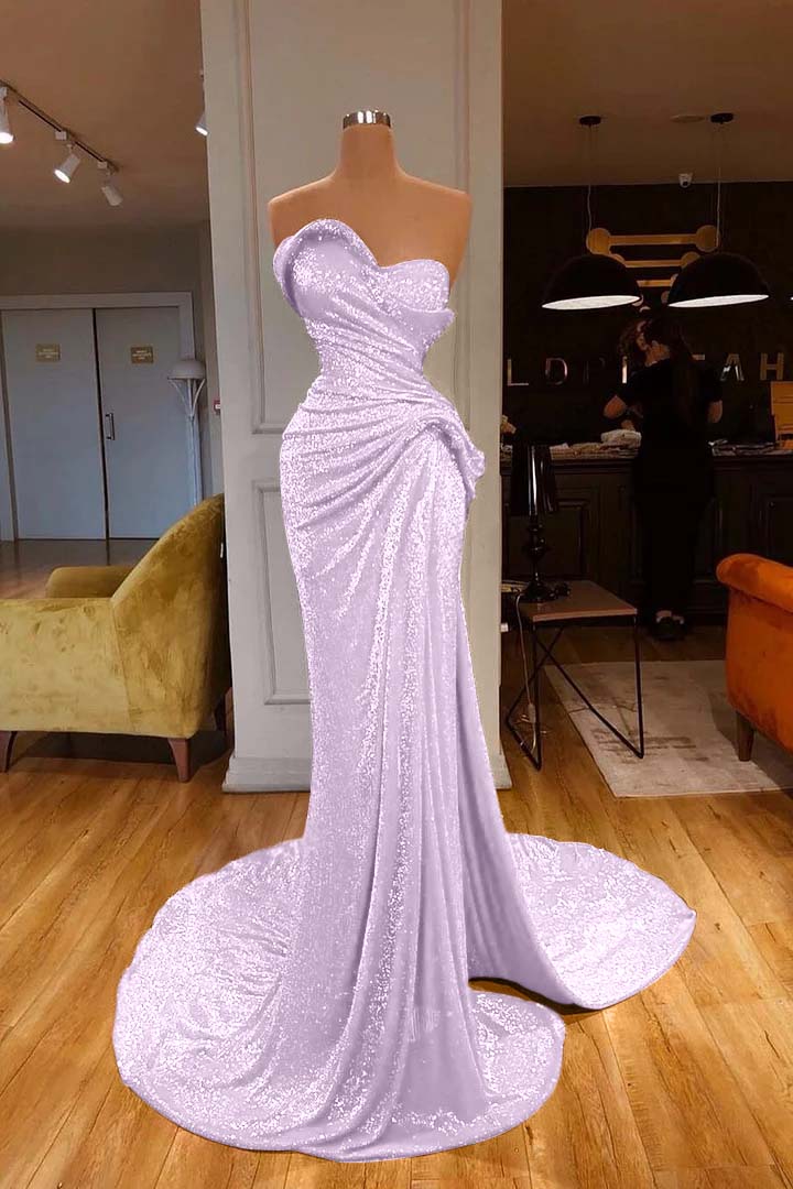Strapless Sweetheart Mermaid Long Prom Dress with Sequins