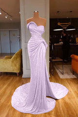 Strapless Sweetheart Mermaid Long Prom Dress with Sequins
