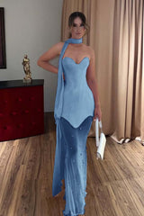 Strapless Sweetheart Mermaid Long Prom Dress with Beading