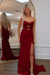 Strapless Sweetheart Mermaid Prom Dress with Split