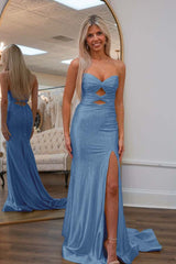 Strapless Sweetheart Mermaid Prom Dress with Split
