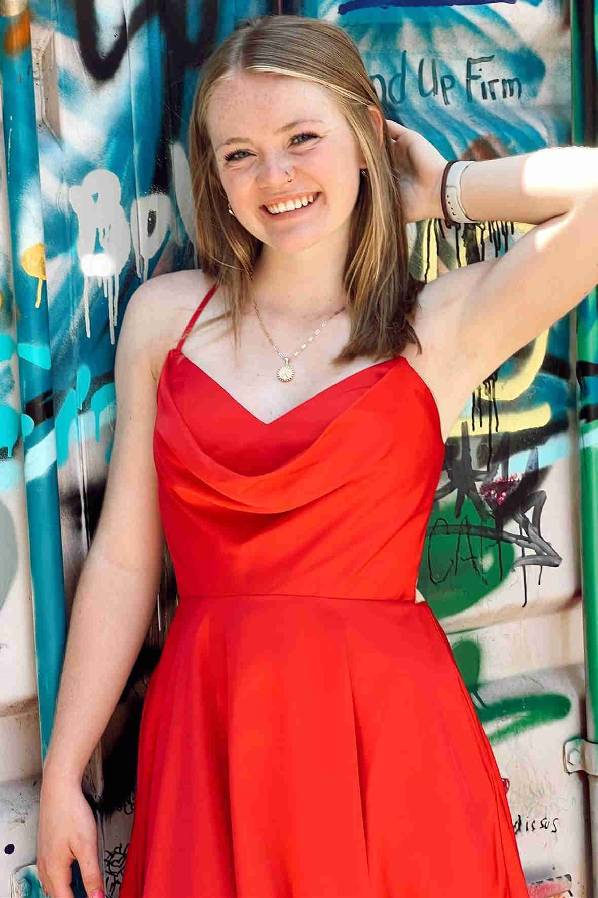 Straps Hot Pink Cowl Neck Short Party Dress