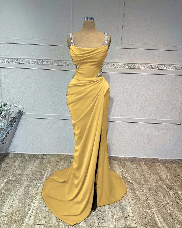 Mermaid Long Prom Dress with Pleated Sequins