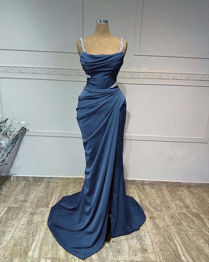 Mermaid Long Prom Dress with Pleated Sequins
