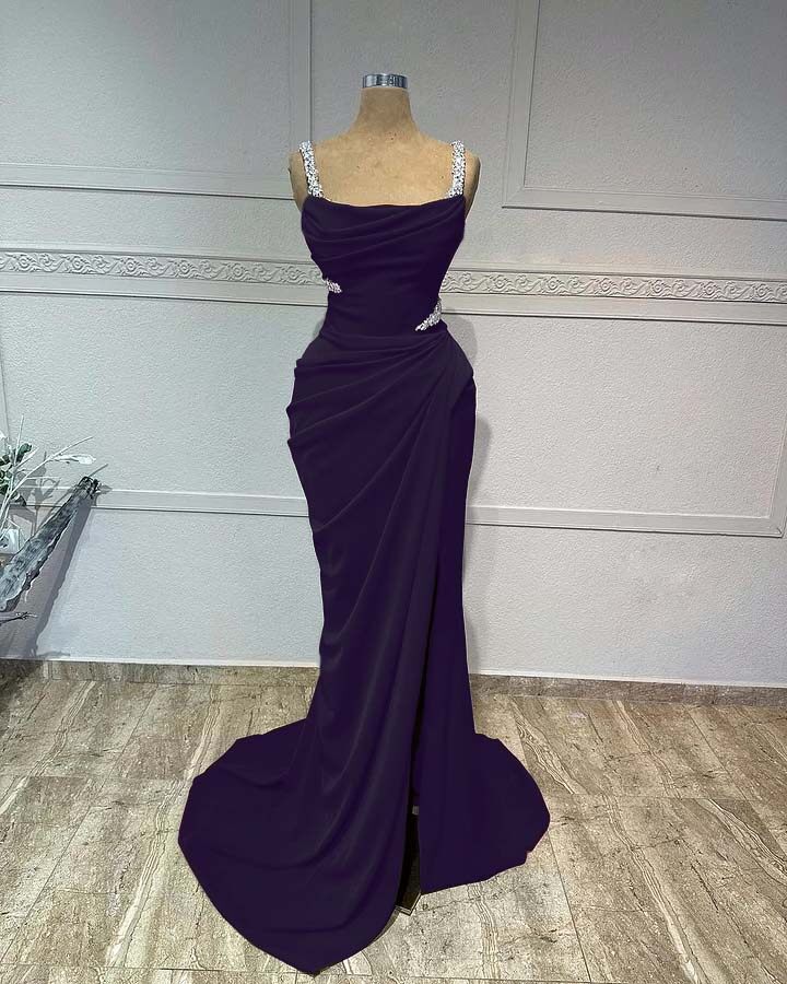 Mermaid Long Prom Dress with Pleated Sequins