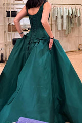 Long Prom Dress with Pockets, Bowknot and Pleats