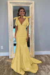 V Neck Mermaid Long Prom Dress with Beading