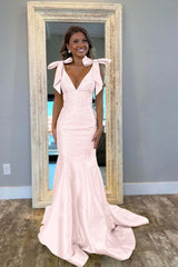 V Neck Mermaid Long Prom Dress with Beading