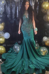 Stunning Strapless Mermaid Long Prom Dress with Beading and Appliques