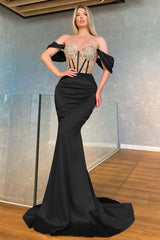Stunning Pink Off the Shoulder Mermaid Long Prom Dress with Appliques