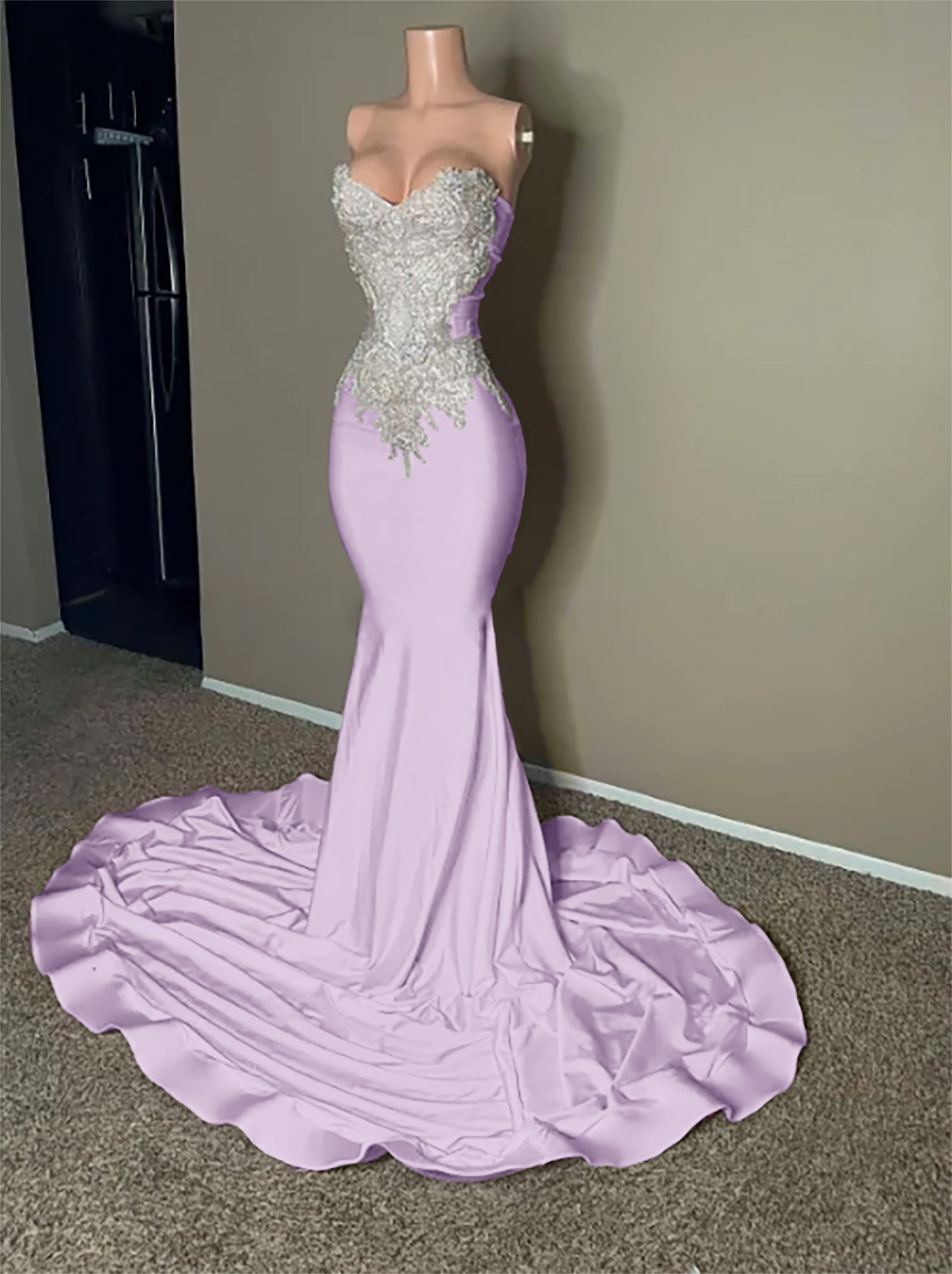 Stunning Strapless Mermaid Long Prom Dress with Embroidery