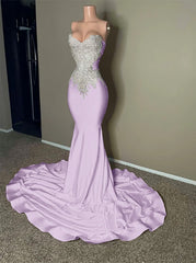 Stunning Strapless Mermaid Long Prom Dress with Embroidery