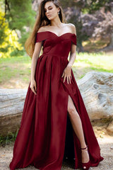 Stunning Royal Blue Off the Shoulder Long Prom Dress with Split