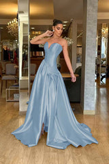Stunning Strapless Long Split Prom Dress with Pleated