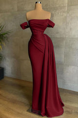 Stunning Off the Shoulder Strapless Mermaid Long Prom Dress with Pleats