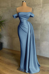 Stunning Off the Shoulder Strapless Mermaid Long Prom Dress with Pleats