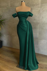 Stunning Off the Shoulder Strapless Mermaid Long Prom Dress with Pleats