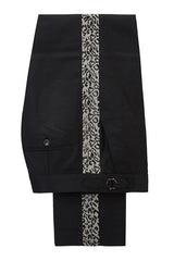 Stylish Black Leopard Print Double-Breasted Outfit for Men