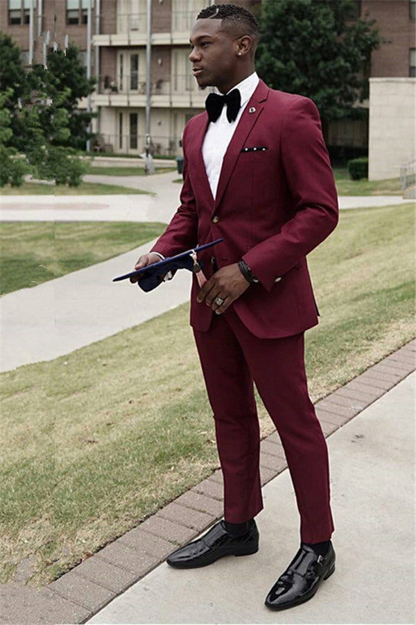 Stylish Burgundy Tyler Bespoke Homecoming Suit for Guys, Two Pieces