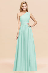 Stylish One-shoulder Sleeveless Long Junior Bridesmaid Dresses Affordable-Babyonlines