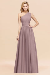 Stylish One-shoulder Sleeveless Long Junior Bridesmaid Dresses Affordable-Babyonlines