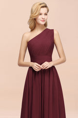 Stylish One-shoulder Sleeveless Long Junior Bridesmaid Dresses Affordable-Babyonlines