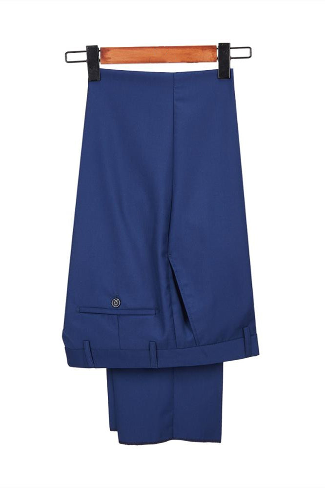 Stylish Royal Blue Velvet Stitching One Button New Wedding Party Suit with Shawl Lapel