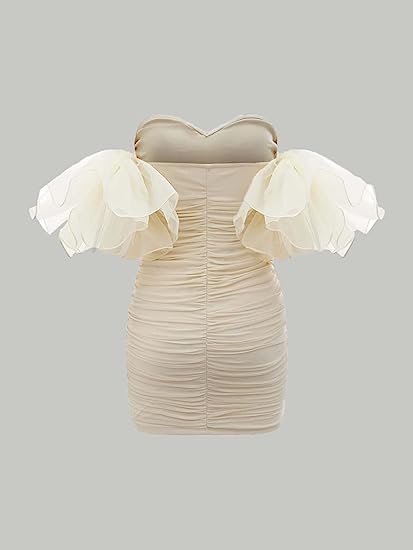 Sweetheart Fuchsia Ruffle Sleeves Bodycon Homecoming Dress