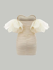 Sweetheart Fuchsia Ruffle Sleeves Bodycon Homecoming Dress