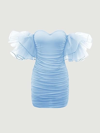 Sweetheart Fuchsia Ruffle Sleeves Bodycon Homecoming Dress