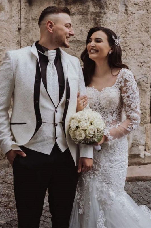 Sweetheart Long Sleeve Lace Mermaid Wedding Dress