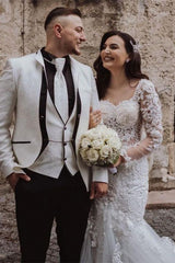 Sweetheart Long Sleeve Lace Mermaid Wedding Dress