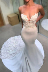 Sweetheart Mermaid Wedding Dress with Lace Appliques Bridal Gown