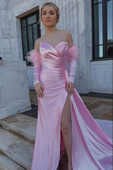 Sweetheart Pleated Red Formal Dress with Detachable Sleeves