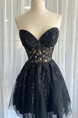 Sweetheart Red Lace Corset A-Line Homecoming Dress