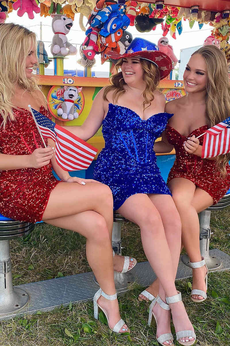 Sweetheart Red Sequined Corset Short Homecoming Dress