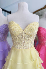 Sweetheart Royal Blue Lace Corset A-Line Tiered Short Party Dress