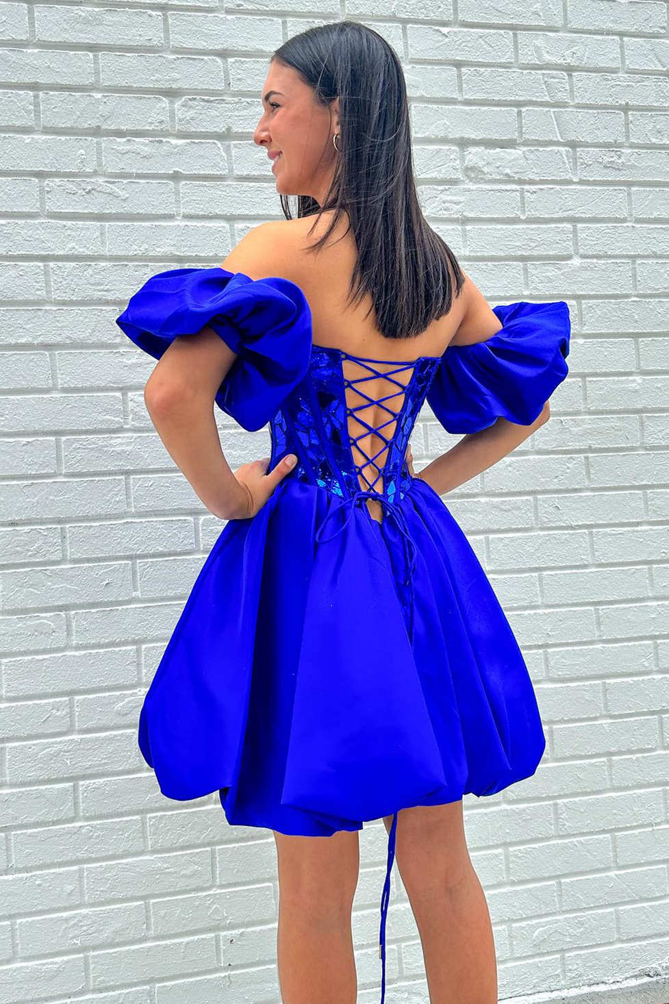 Sweetheart Royal Blue Mirror Sequin Short Homecoming Dress