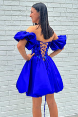 Sweetheart Royal Blue Mirror Sequin Short Homecoming Dress