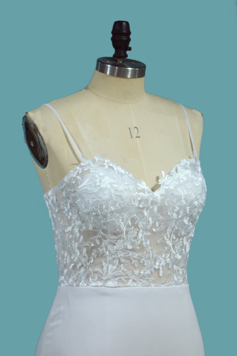 Sweetheart Spaghetti Strap Floor-Length Mermaid Wedding Dress with Lace