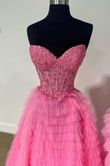 Sweetheart Yellow Lace Corset Tiered Tulle Prom Dress