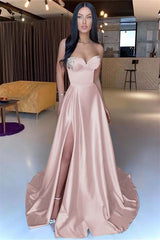 Sweetheart Strapless Mermaid Long Prom Dress with Split and Beading