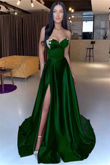 Sweetheart Strapless Mermaid Long Prom Dress with Split and Beading