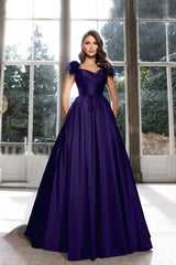 Tassel A-Line Long Prom Dress with Pleated Straps