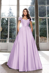 Tassel A-Line Long Prom Dress with Pleated Straps